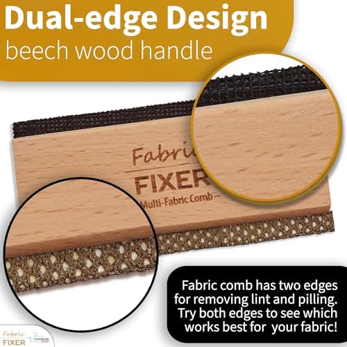 Peine Manual Desfibrador de Tela de Cachemira y Multi-Fabricas (Mango de Madera de Cedro, Doble Cara) para Ropa, Muebles y Sábanas - imagen 7