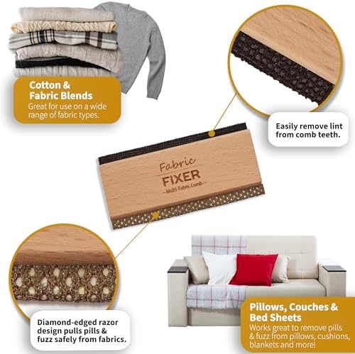 Peine Manual Desfibrador de Tela de Cachemira y Multi-Fabricas (Mango de Madera de Cedro, Doble Cara) para Ropa, Muebles y Sábanas - imagen 8