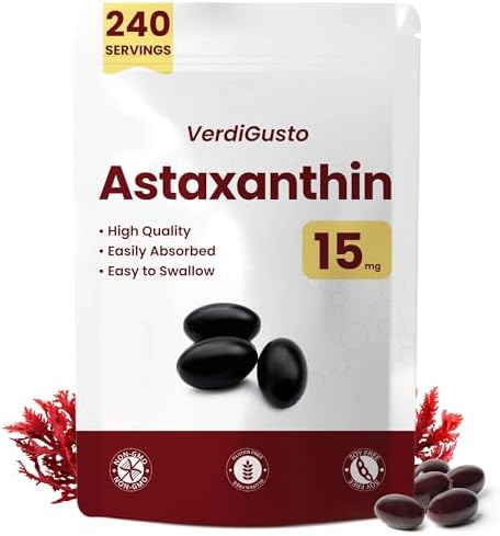 VerdiGusto Astaxantina 15mg | 240 Cápsulas Blandas | Suplemento Antioxidante | 8 Meses de Suministro | Salud Ocular y de la Piel | Sin GMO, Sin - imagen 1