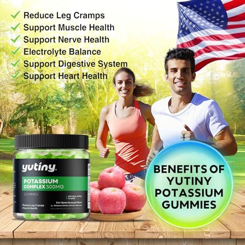Suplemento de Potasio Yutiny 500mg 3 en 1 Gummies, Masticables con Citrato de Potasio, Cloruro y Gluconato, Mezcla de Alta Potencia, 60 Unidades - imagen 6