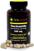 Suplemento de Niacinamida SOLDERM 500mg | Tabletas Vegetarianas y Sin Gluten | Promueve una Piel Saludable | 120 Cápsulas - imagen 1