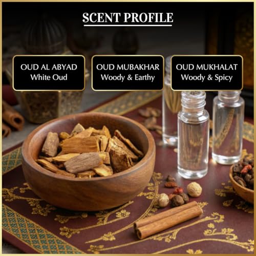 Set de Aceites de Perfume Dukhni Royal Oud - 3 Mini Roll-On de 6ml, Fragancias Islámicas, Regalos para Eid y Ramadán para Hombres y Mujeres - imagen 3