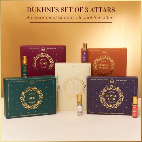 Set de Aceites de Perfume Dukhni Royal Oud - 3 Mini Roll-On de 6ml, Fragancias Islámicas, Regalos para Eid y Ramadán para Hombres y Mujeres - imagen 6
