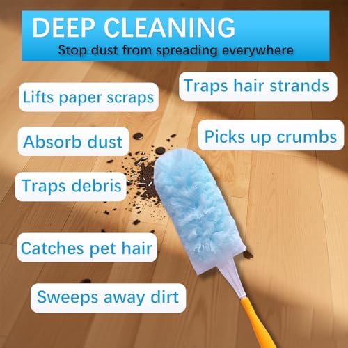 Recargas de 50 Paños para Duster Swiffer con 2 Mangos, Duster Pesado 360° para Recargas Swiffer, Kit de Recargas Desechables de Microfibra para - imagen 3