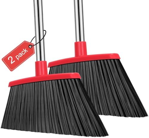 Escoba de Uso Rudo NACENA, Mango de 55 Pulgadas, Escobas de Gran Ángulo para Exterior, 2 Piezas (Negro y Rojo) para Casa, Garage, Oficina y Patio - imagen 1