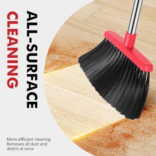 Escoba de Uso Rudo NACENA, Mango de 55 Pulgadas, Escobas de Gran Ángulo para Exterior, 2 Piezas (Negro y Rojo) para Casa, Garage, Oficina y Patio - imagen 6