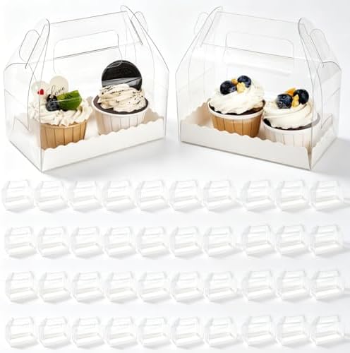 Caja de Regalo de Panadería Nagpew, 40 Piezas, Transparente con Asa, para Postres y Dulces en Cumpleaños, Bodas y Baby Shower, 6.4''L x 3.5''W x - imagen 1