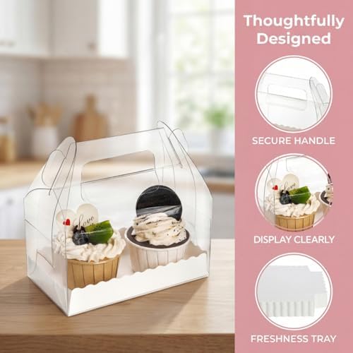 Caja de Regalo de Panadería Nagpew, 40 Piezas, Transparente con Asa, para Postres y Dulces en Cumpleaños, Bodas y Baby Shower, 6.4''L x 3.5''W x - imagen 4