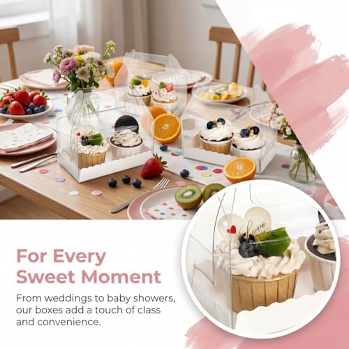 Caja de Regalo de Panadería Nagpew, 40 Piezas, Transparente con Asa, para Postres y Dulces en Cumpleaños, Bodas y Baby Shower, 6.4''L x 3.5''W x - imagen 5