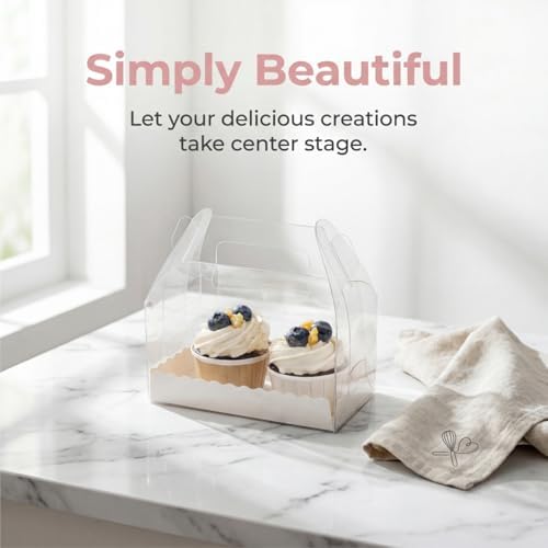 Caja de Regalo de Panadería Nagpew, 40 Piezas, Transparente con Asa, para Postres y Dulces en Cumpleaños, Bodas y Baby Shower, 6.4''L x 3.5''W x - imagen 7