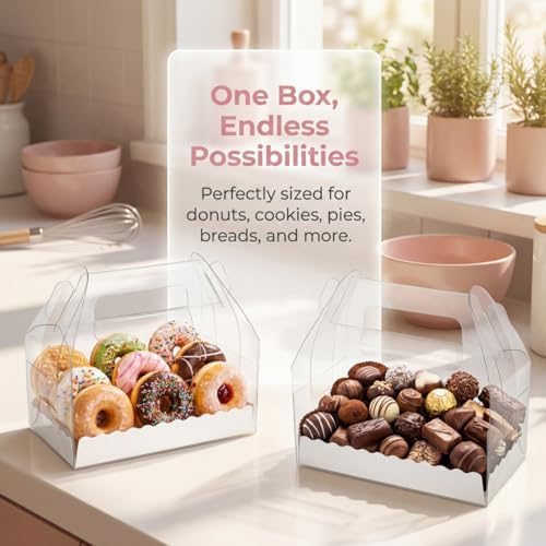 Caja de Regalo de Panadería Nagpew, 40 Piezas, Transparente con Asa, para Postres y Dulces en Cumpleaños, Bodas y Baby Shower, 6.4''L x 3.5''W x - imagen 8