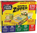 Bolsa de Almacenamiento Texas Tough - 370 Bolsas con Doble Cierre, Variedad de Tamaños: Galón, Cuartillo, Sándwich y Snack en una Caja - imagen 1