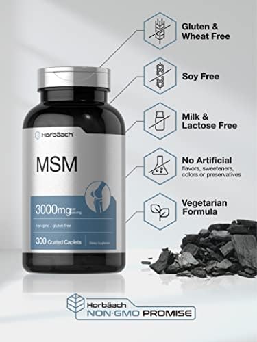 Suplemento de MSM Horbäach | 3000mg | 300 Tabletas Recubiertas | Metilsulfonilmetano con Calcio | Vegetariano, Sin OGM, Sin Gluten - imagen 4