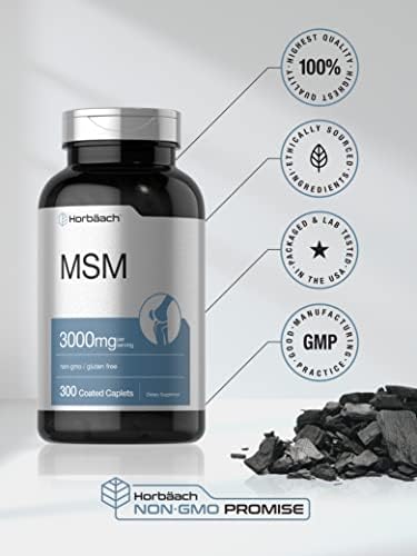 Suplemento de MSM Horbäach | 3000mg | 300 Tabletas Recubiertas | Metilsulfonilmetano con Calcio | Vegetariano, Sin OGM, Sin Gluten - imagen 5
