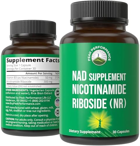 Suplemento de Nicotinamida Ribósido NR de Peak Performance - Alternativa NMN para Niveles de NAD+ - Cápsulas Veganas, No Transgénicas, Probadas por - imagen 1