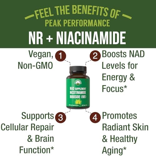 Suplemento de Nicotinamida Ribósido NR de Peak Performance - Alternativa NMN para Niveles de NAD+ - Cápsulas Veganas, No Transgénicas, Probadas por - imagen 2