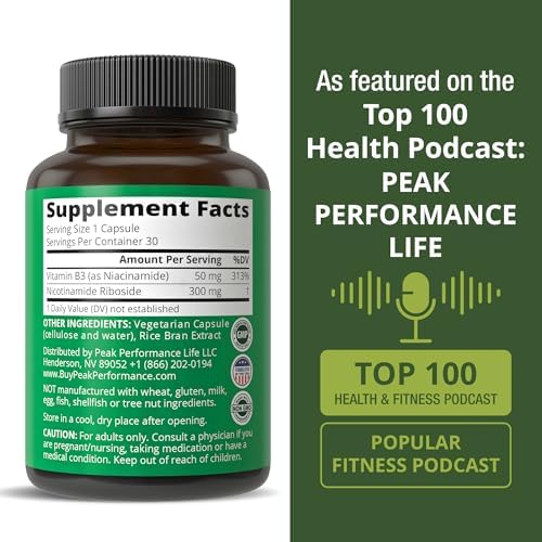 Suplemento de Nicotinamida Ribósido NR de Peak Performance - Alternativa NMN para Niveles de NAD+ - Cápsulas Veganas, No Transgénicas, Probadas por - imagen 6