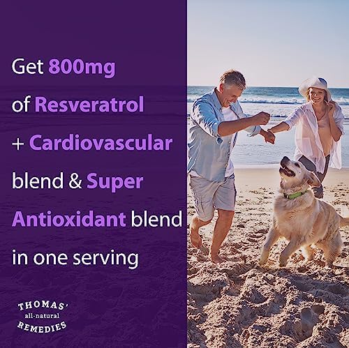 Suplemento Antioxidante Thomas' Resveratrol 1600mg con Extracto de Semilla de Uva Orgánico y Quercetina - Apoyo Cardiovascular y Antienvejecimiento - - imagen 5