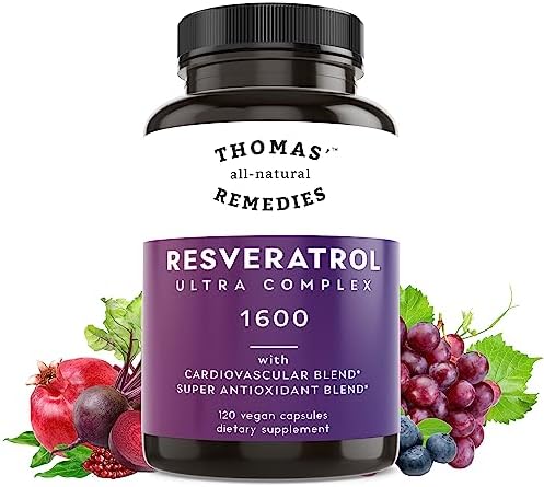 Suplemento Antioxidante Thomas' Resveratrol 1600mg con Extracto de Semilla de Uva Orgánico y Quercetina - Apoyo Cardiovascular y Antienvejecimiento - - imagen 7