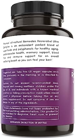 Suplemento Antioxidante Thomas' Resveratrol 1600mg con Extracto de Semilla de Uva Orgánico y Quercetina - Apoyo Cardiovascular y Antienvejecimiento - - imagen 8