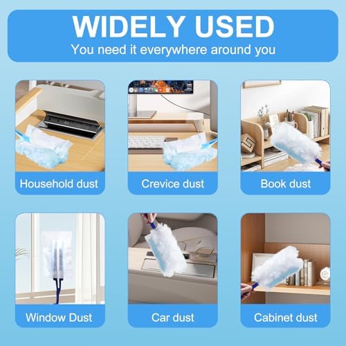 Recargas para Duster, Set de Brochas Desechables Compatible con Recargas Swiffer para Muebles, Ventiladores, Electrónicos, 4X Microfibras, Sin - imagen 6