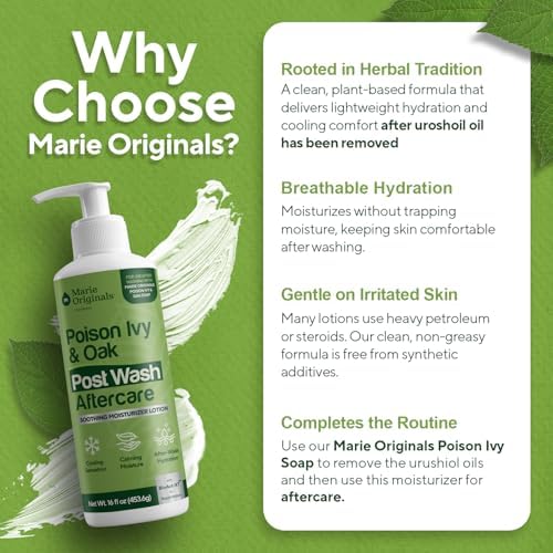 Loción de Cuidado Posterior Marie Originals para Poison Ivy & Oak – Crema Refrescante para Picazón – Hidratante con Aceite de Árbol de Té y Menta – - imagen 4