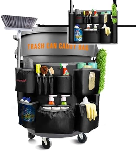Bolsa Caddy para Bote de Basura de 32-55 Galones, Hongmed, Organizador de Nylon Resistente con Múltiples Bolsillos y Correas Ajustables para Limpieza - imagen 1
