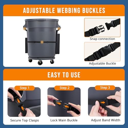 Bolsa Caddy para Bote de Basura de 32-55 Galones, Hongmed, Organizador de Nylon Resistente con Múltiples Bolsillos y Correas Ajustables para Limpieza - imagen 4