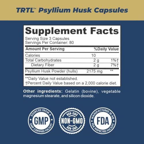 Cápsulas de Psyllium TRTL – 240 piezas | Suplemento de fibra para la salud intestinal y regularidad digestiva | Empacado y probado en EE. UU., No GMO - imagen 6