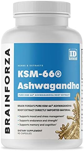 Brain Forza KSM-66 Ashwagandha Extracto Orgánico de Raíz Pura, 1,000mg, Alta Potencia 5% Withanolides, Salud Hormonal y Cognitiva, 90 Cápsulas - imagen 1