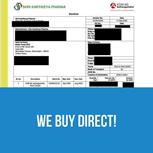 Brain Forza KSM-66 Ashwagandha Extracto Orgánico de Raíz Pura, 1,000mg, Alta Potencia 5% Withanolides, Salud Hormonal y Cognitiva, 90 Cápsulas - imagen 7