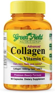 Colágeno Halal Greenfield Nutritions 1500 mg Tipo I & III con Vitamina C 300 mg, Fórmula Antienvejecimiento para Cabello, Piel, Uñas y - imagen 1