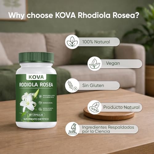 Cápsulas de Rhodiola Rosea WEERSHUN KOVA | Suplemento de Extracto, Apoyo Energético y para el Estrés Diario, Función Inmunológica, 60 Cápsulas - imagen 4