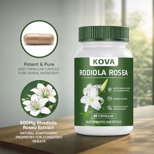 Cápsulas de Rhodiola Rosea WEERSHUN KOVA | Suplemento de Extracto, Apoyo Energético y para el Estrés Diario, Función Inmunológica, 60 Cápsulas - imagen 6
