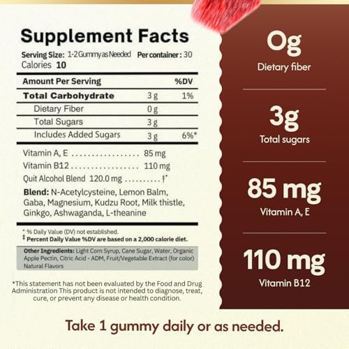 Gomitas para Dejar el Alcohol, Suplemento Natural para Apoyo a la Salud del Hígado, Reducción Gradual, 30 Días - imagen 3