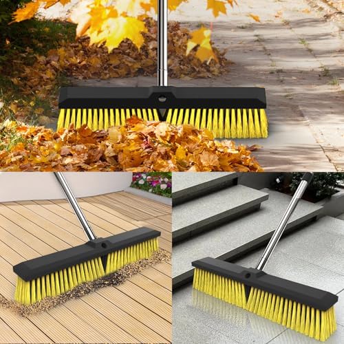 Escoba Exterior de 18 Pulgadas con Mango Ajustable de 65, Escoba Resistente con Cerdas Duras para Limpiar Jardín, Garage, Taller, Entrada, Madera, - imagen 7