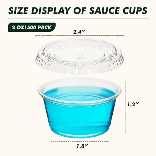Set de 500 Tazas para Jello de 2 oz CELLURA con Tapas, Vasos de Plástico Transparentes para Soufflé, Preparación de Comidas, Picnic y Aderezos - imagen 2