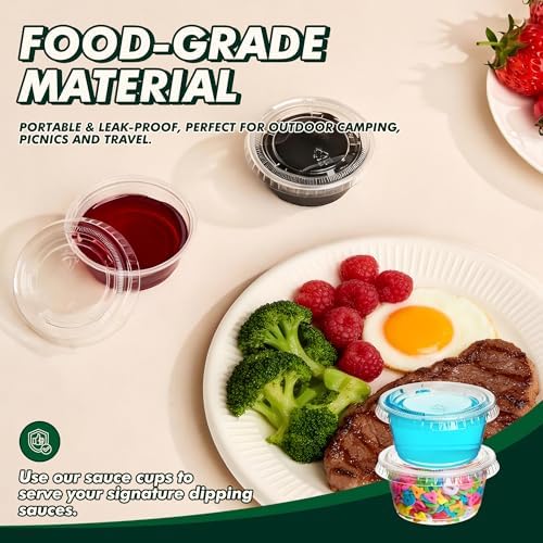 Set de 500 Tazas para Jello de 2 oz CELLURA con Tapas, Vasos de Plástico Transparentes para Soufflé, Preparación de Comidas, Picnic y Aderezos - imagen 6