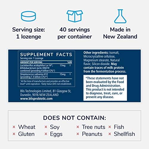 Lozenges Probioticos UltraBLIS de BLIS - Salud Inmunológica, Digestiva y Oral, K12, Menta - 40 Unidades - imagen 3