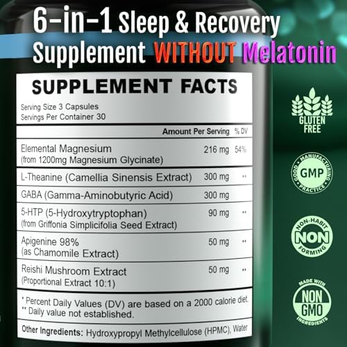 Suplemento Natural para Dormir NACLEA Sin Melatonina - No Adictivo - GABA, L-Teanina, Hongo Reishi, Apigenina, Magnesio Glicinato, 5-HTP - 90 - imagen 2