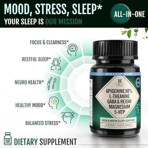 Suplemento Natural para Dormir NACLEA Sin Melatonina - No Adictivo - GABA, L-Teanina, Hongo Reishi, Apigenina, Magnesio Glicinato, 5-HTP - 90 - imagen 5