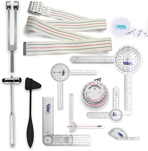 Juego Completo de Goniómetros ASA TECHMED para Terapia Ocupacional y Física - Incluye Goniómetros de 6, 8 y 12 Pulgadas, Cinturón de Marcha, Cintas - imagen 1