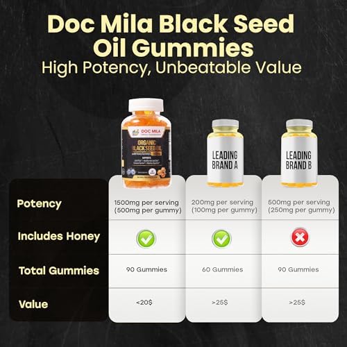 Gomitas de Aceite de Semilla Negra Orgánico Doc Mila 1500mg - Cápsulas de Aceite de Semilla Negra con Miel y Sabor a Piña - Sin Gluten, Sin Soja y No - imagen 3
