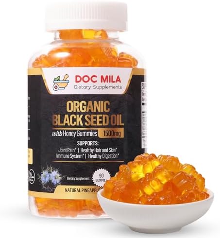 Gomitas de Aceite de Semilla Negra Orgánico Doc Mila 1500mg - Cápsulas de Aceite de Semilla Negra con Miel y Sabor a Piña - Sin Gluten, Sin Soja y No - imagen 6