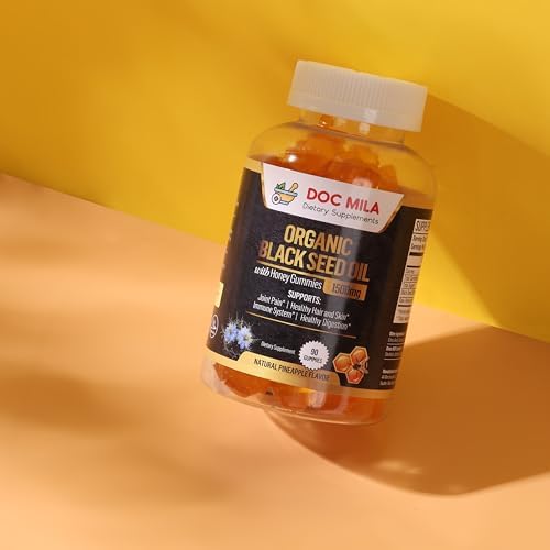 Gomitas de Aceite de Semilla Negra Orgánico Doc Mila 1500mg - Cápsulas de Aceite de Semilla Negra con Miel y Sabor a Piña - Sin Gluten, Sin Soja y No - imagen 8