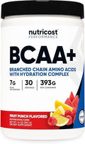 Nutricost BCAA + Polvo de Hidratación (Sabor Fruta Punch) 30 Porciones - Aminoácidos de Cadena Ramificada con Complejo Hidratante - Sin Gluten, No - imagen 1