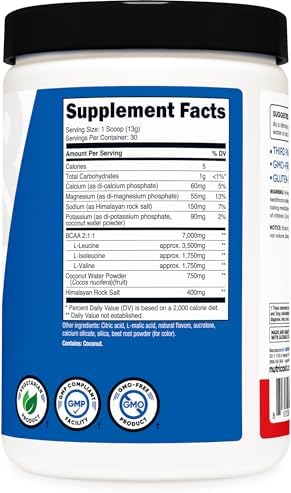 Nutricost BCAA + Polvo de Hidratación (Sabor Fruta Punch) 30 Porciones - Aminoácidos de Cadena Ramificada con Complejo Hidratante - Sin Gluten, No - imagen 5