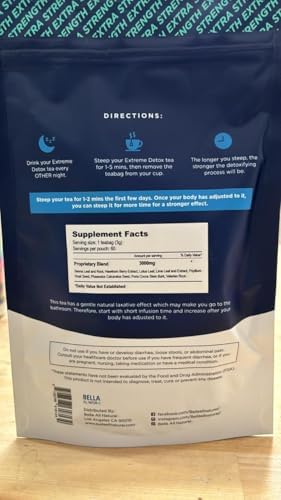 Té Detox Extremo Bella All Natural - 30 Bolsitas para Uso Diario con Hierbas Naturales, 3.17 Onzas - imagen 4