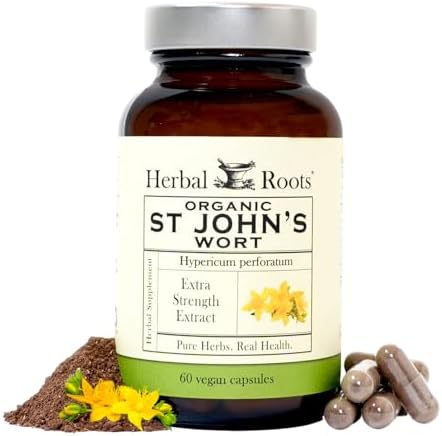 Cápsulas Orgánicas de Hierba de San Juan Herbal Roots | 450 mg por Porción | Sin Aglutinantes ni Rellenos No GMO | 60 Cápsulas Veganas - imagen 1