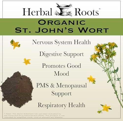 Cápsulas Orgánicas de Hierba de San Juan Herbal Roots | 450 mg por Porción | Sin Aglutinantes ni Rellenos No GMO | 60 Cápsulas Veganas - imagen 3